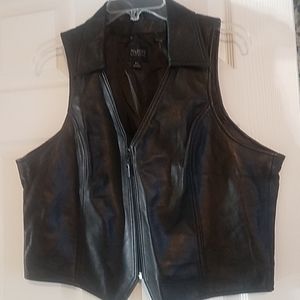 Ladies leather biker vest